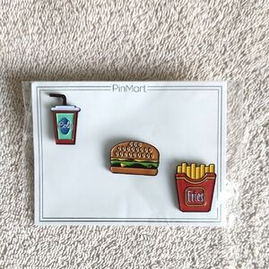 Pin Mart Fast Food Enamel Pin Set Burger Fries Shake